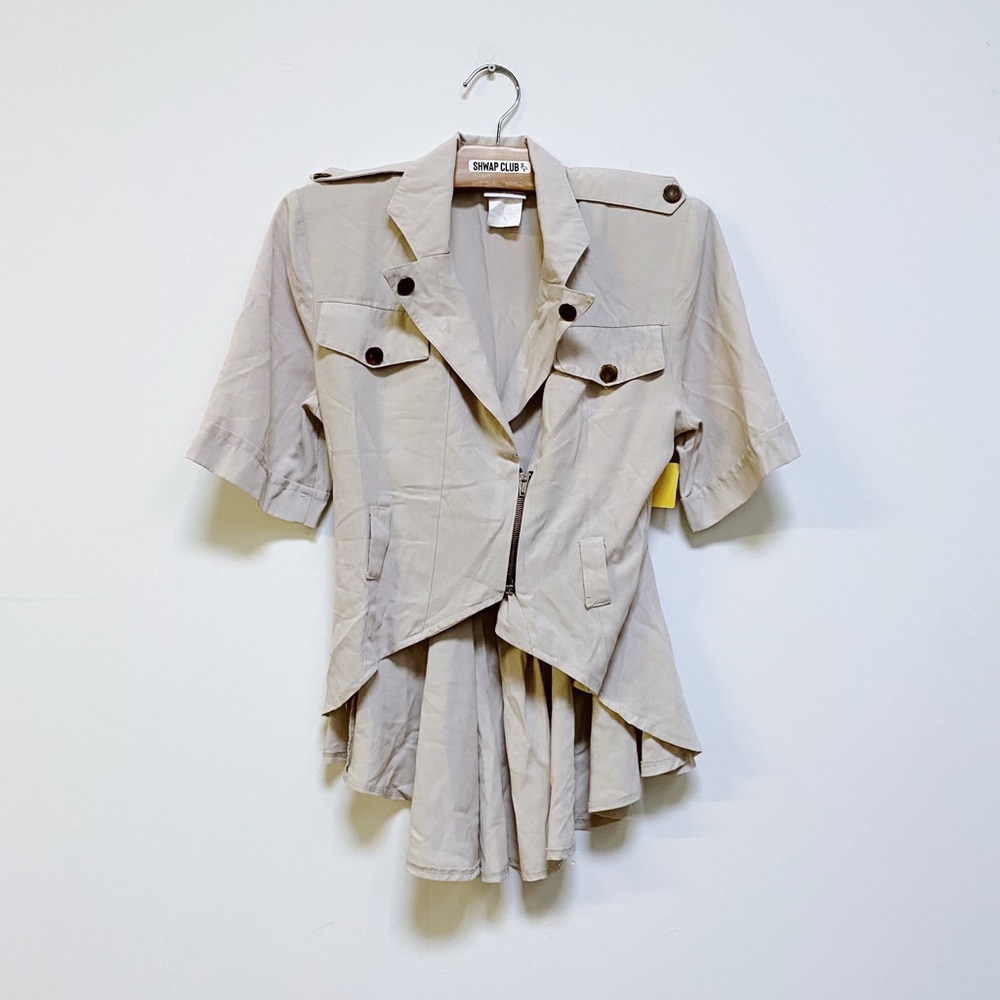 CARESSE PARIS vintage beige cinched waist jacket peblum style